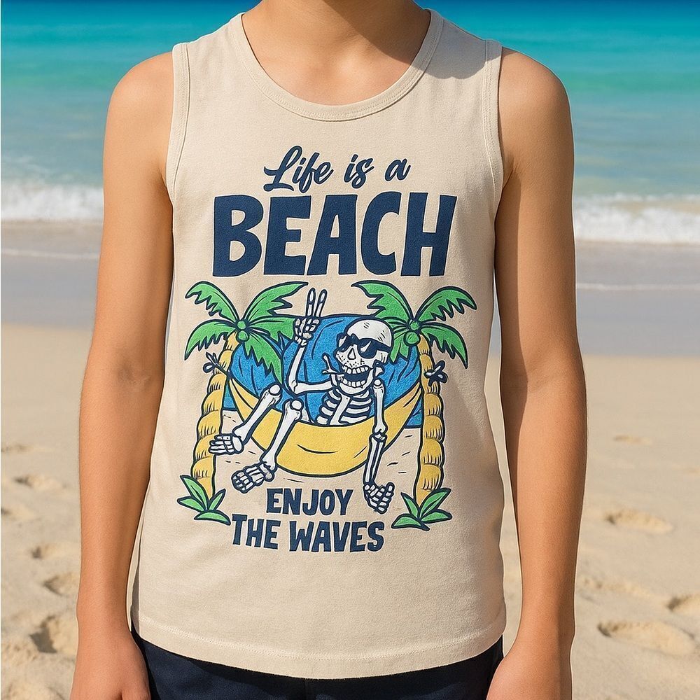 Wonder Nation Boys Life is a Beach Graphic Tank Top NWT 14/16 boys